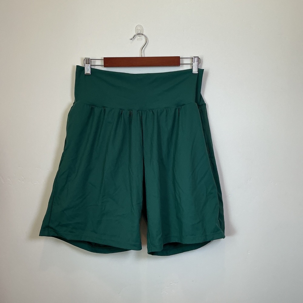 Halara High Waisted Flowy Athletic Shorts Green Back Pocket XL NWT Activewear
